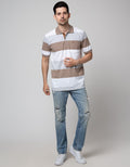 Cole Short Sleeve Polo Shirt Stripe Engineering Solid