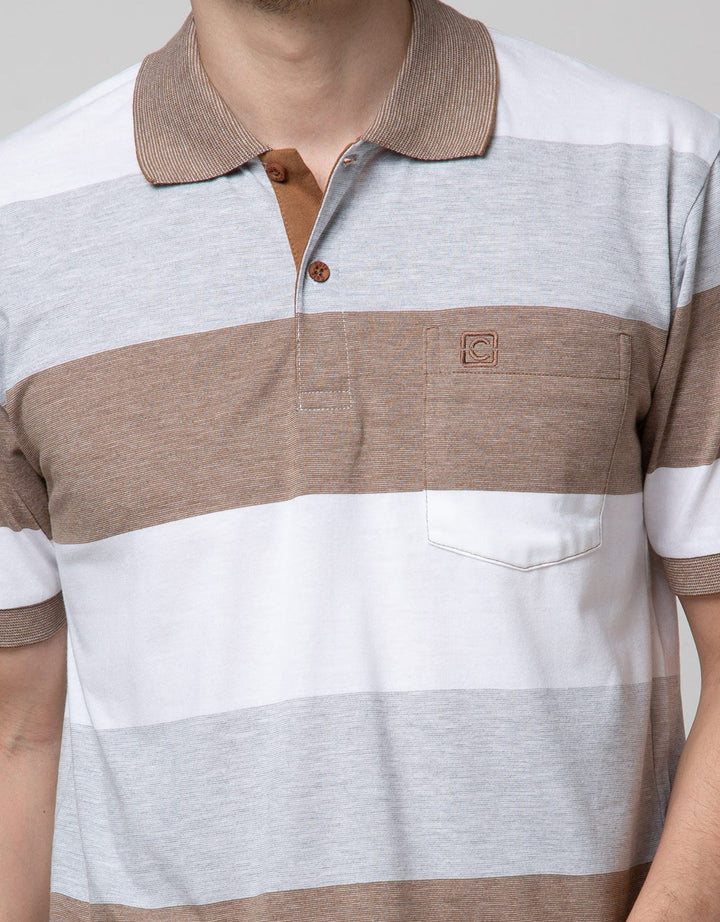 Cole Short Sleeve Polo Shirt Stripe Engineering Solid