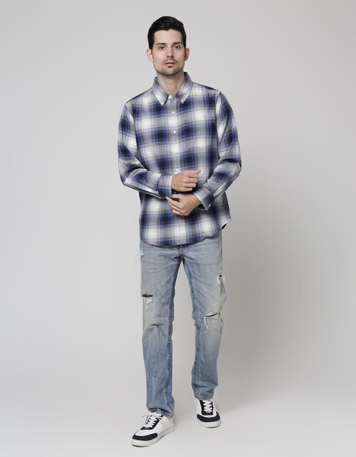 Cole Long Sleeve Shirt Med Check 1 Pocket