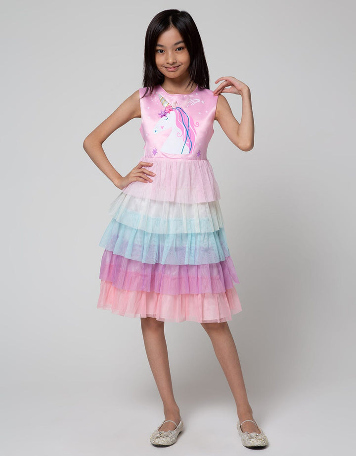 Kidz Too Midi Dress Sablon Unicorn Tile Tumpuk
