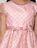Sweet Miss Short Sleeve Midi Dress Embroidery Ribbon Neckline Ruffles Waist Flower