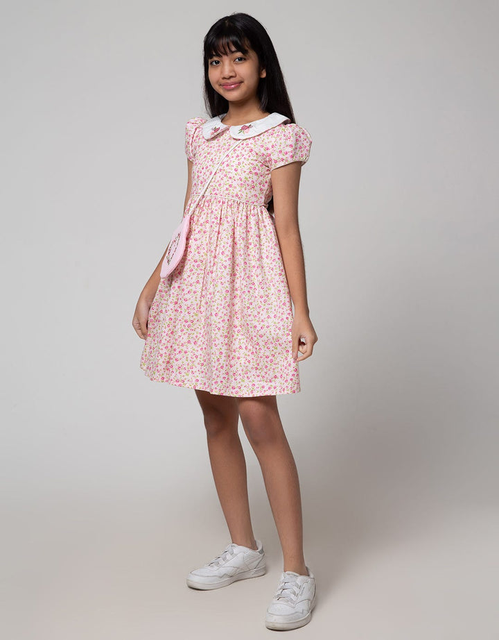 Sweet Miss Flower Collar Midi Dress Anak Perempuan