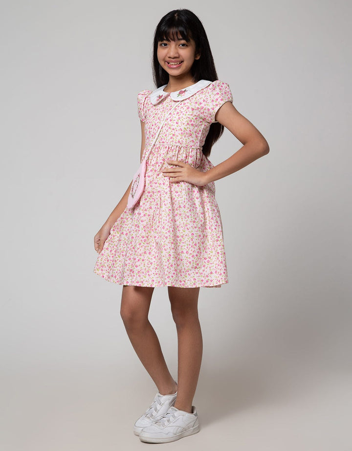 Sweet Miss Flower Collar Midi Dress Anak Perempuan