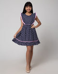 Sweet Miss Midi Dress Ruffle Shoulder Chest Full Print