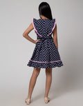 Sweet Miss Midi Dress Ruffle Shoulder Chest Full Print