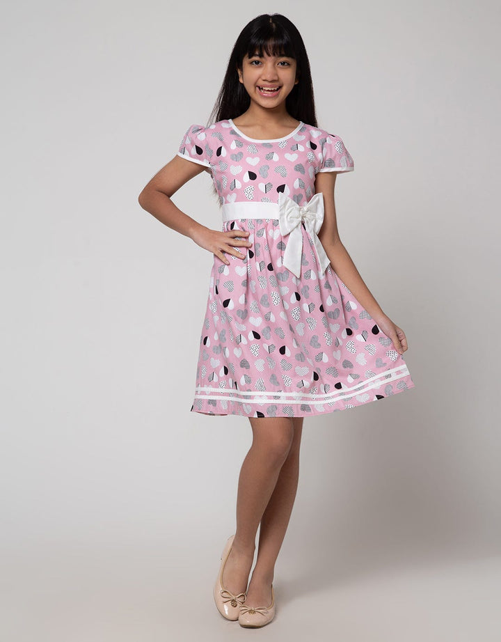 Sweet Miss Short Sleeve Midi Dress Print Love