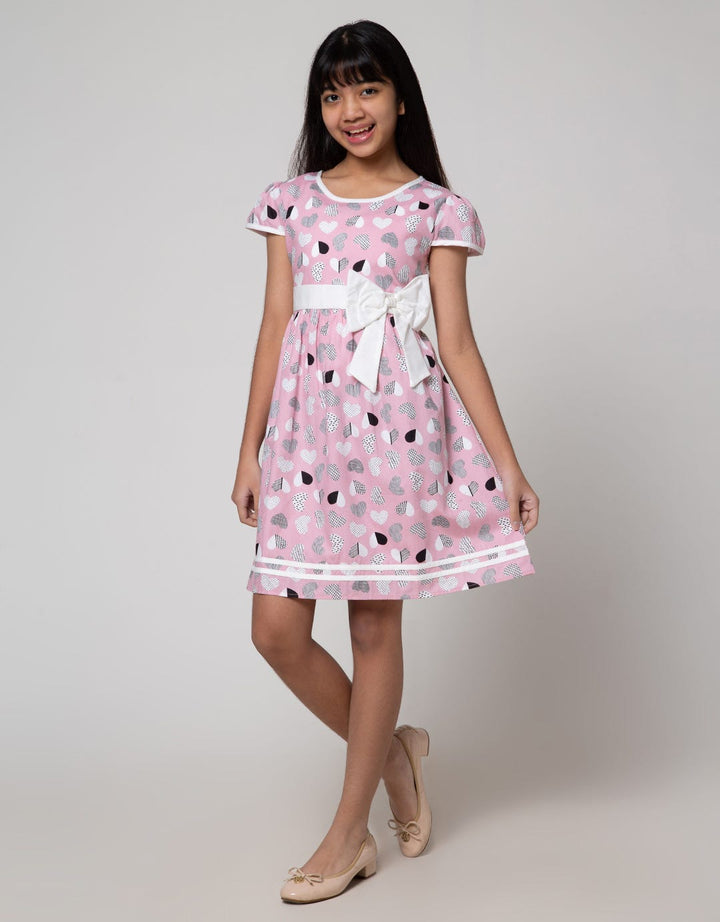 Sweet Miss Short Sleeve Midi Dress Print Love