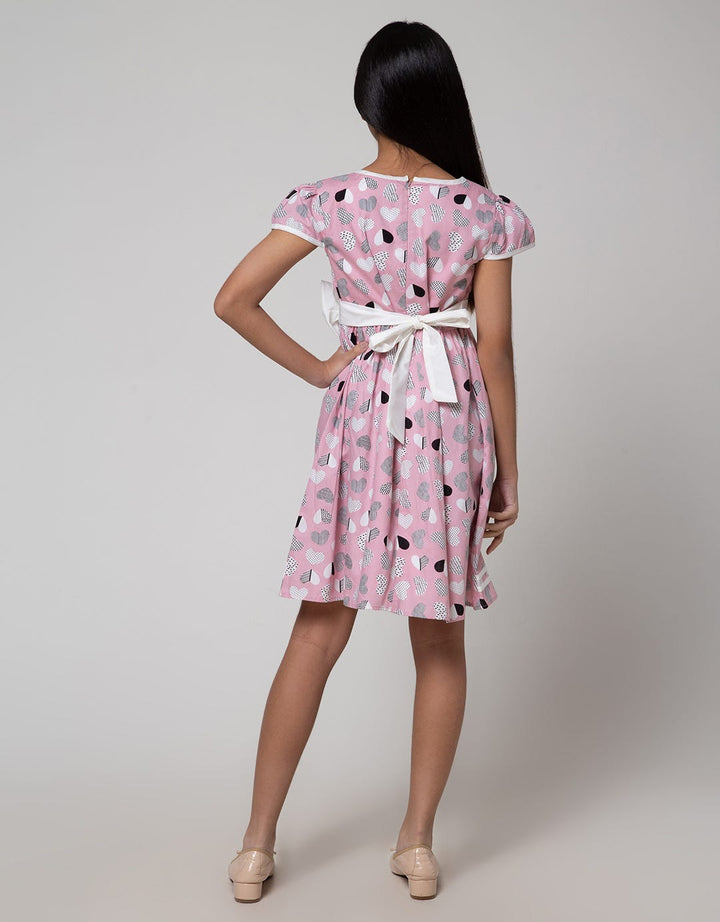 Sweet Miss Short Sleeve Midi Dress Print Love