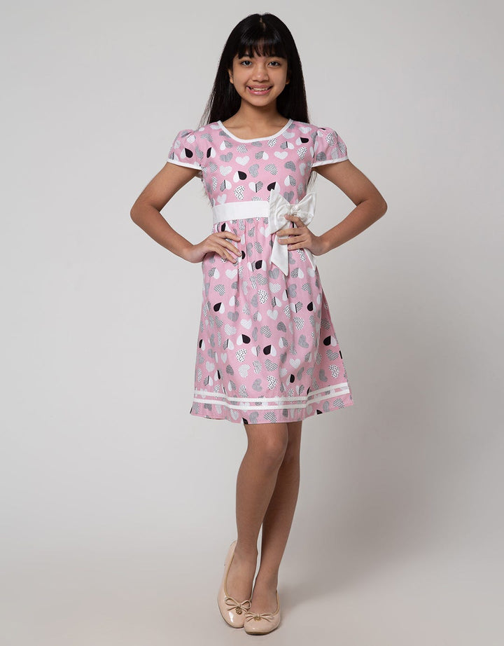 Sweet Miss Short Sleeve Midi Dress Print Love