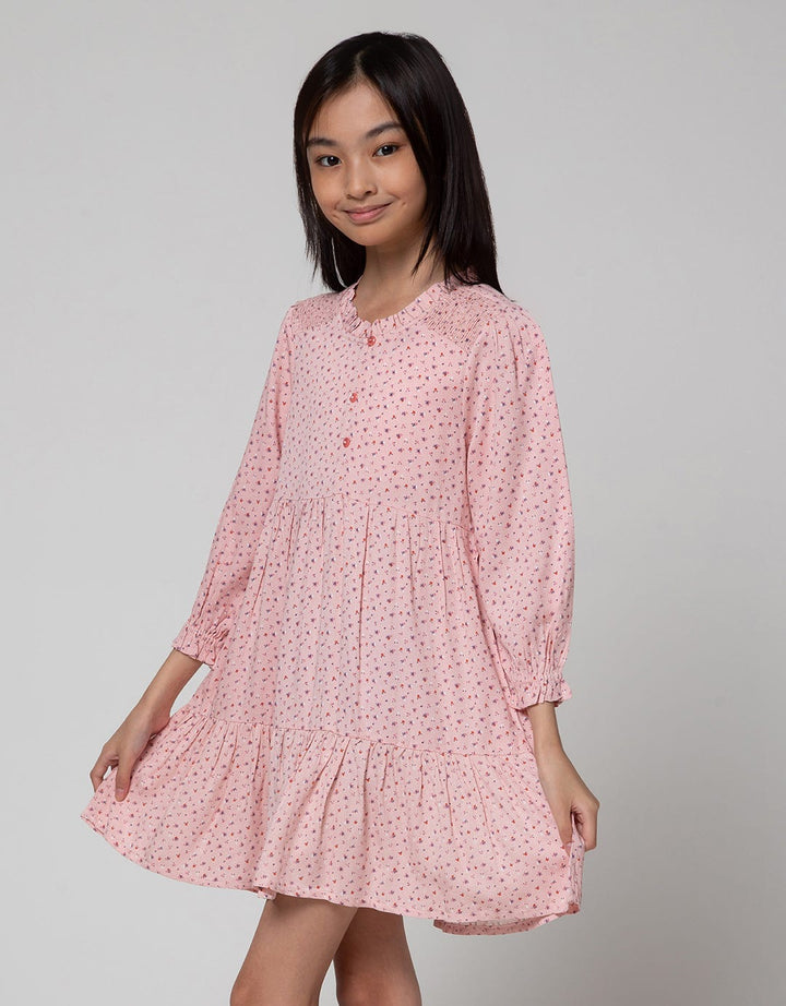 Aero Long Sleeve Midi Dress Flower Rubber