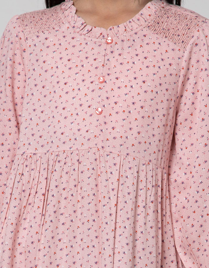 Aero Long Sleeve Midi Dress Flower Rubber