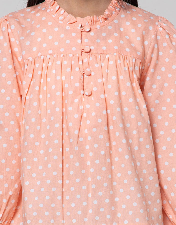 Aero Long Sleeve Midi Dress Woven Ruffle Neck Front Button