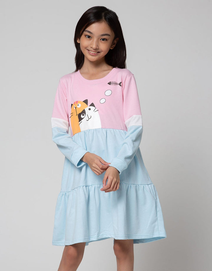 Aero Long Sleeve Midi Dress Cat Hello Future