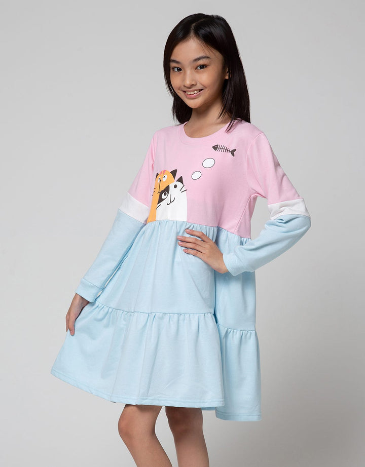 Aero Long Sleeve Midi Dress Cat Hello Future