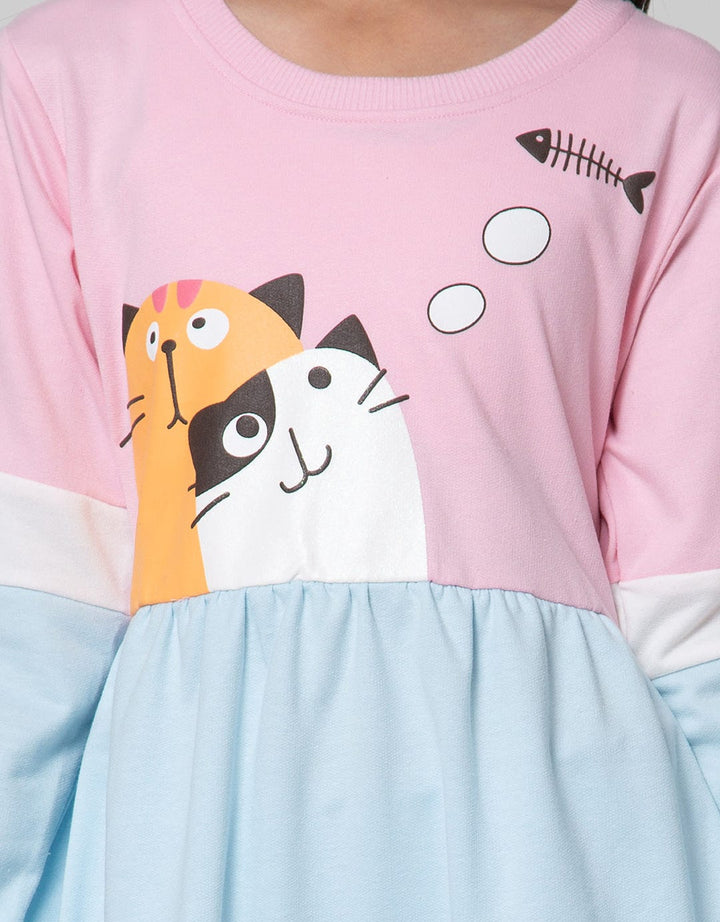Aero Long Sleeve Midi Dress Cat Hello Future