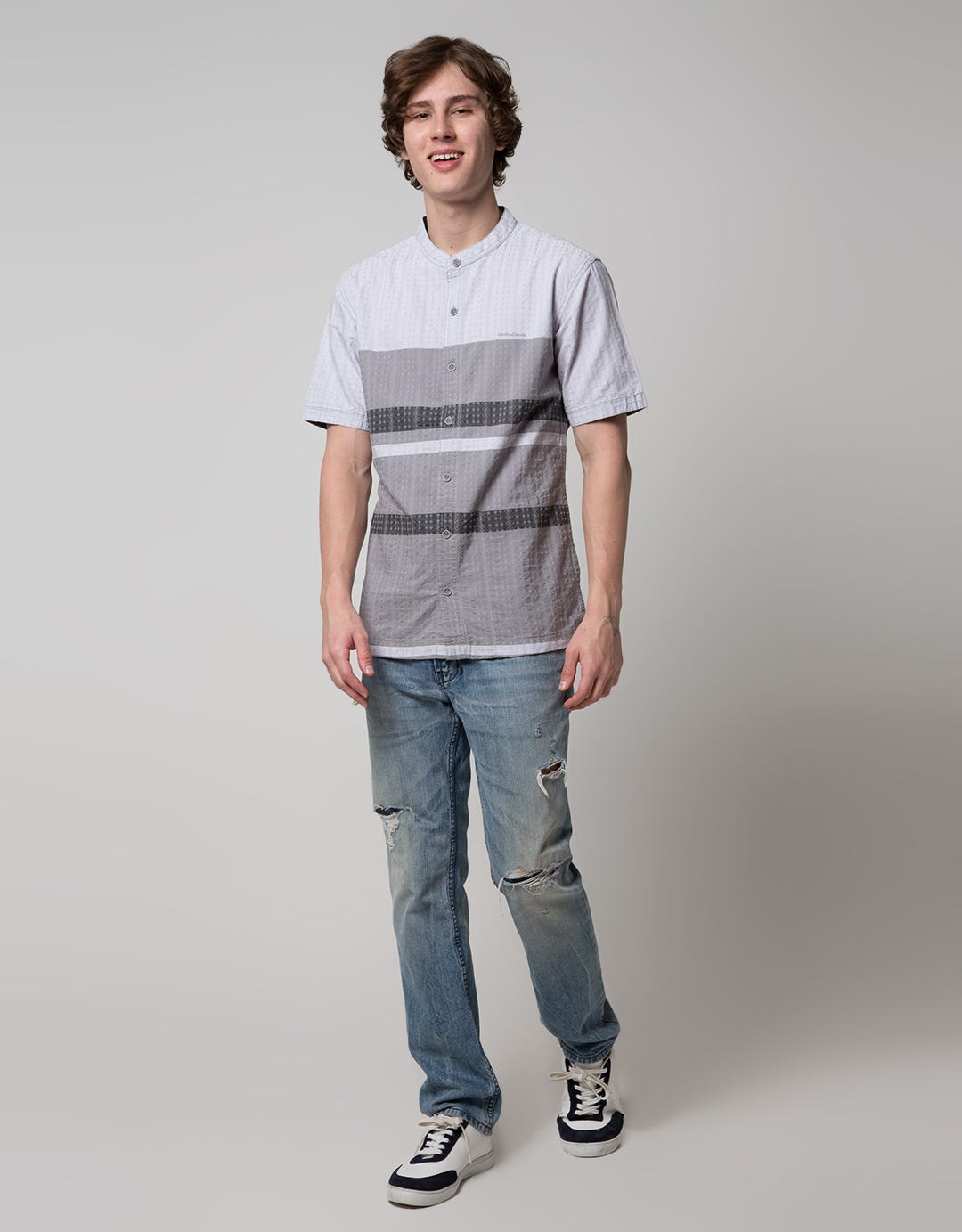 Cardinal Casual Big Small Stripe Baju Koko