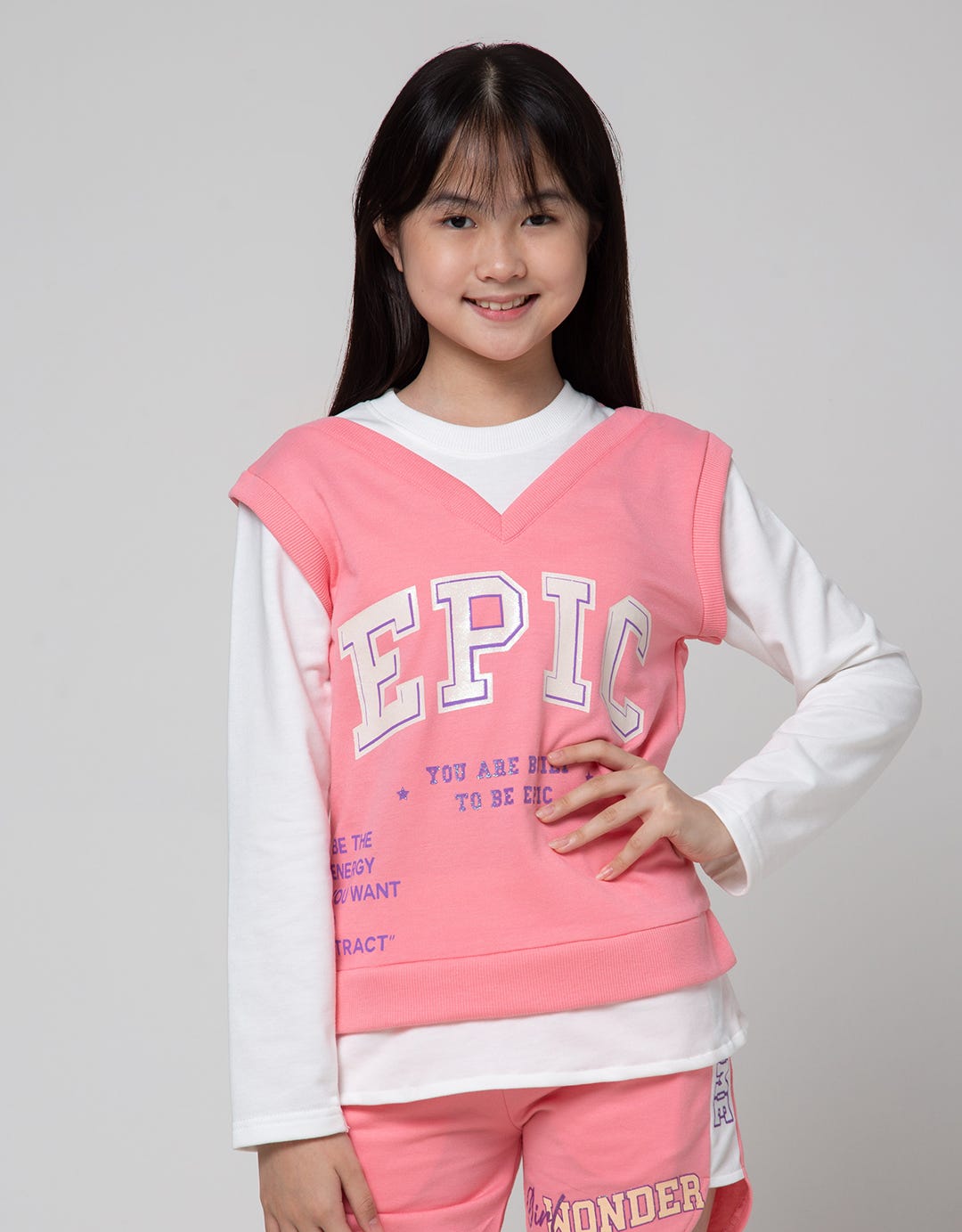 Nevada Sport Mock Vest Kaos Anak Perempuan