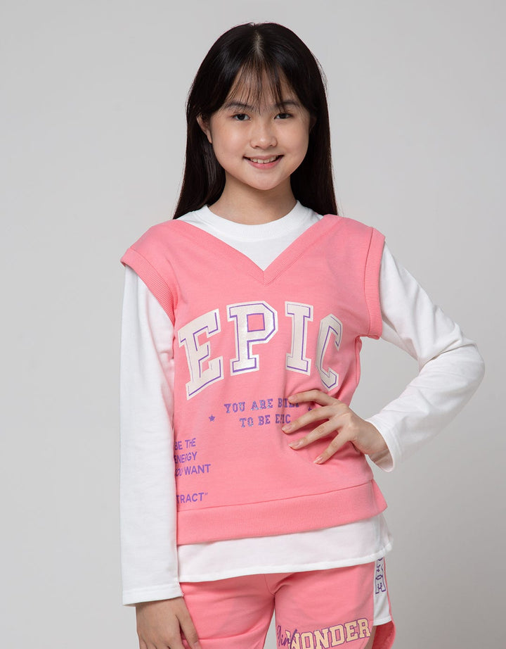 Nevada Sport Mock Vest Kaos Anak Perempuan