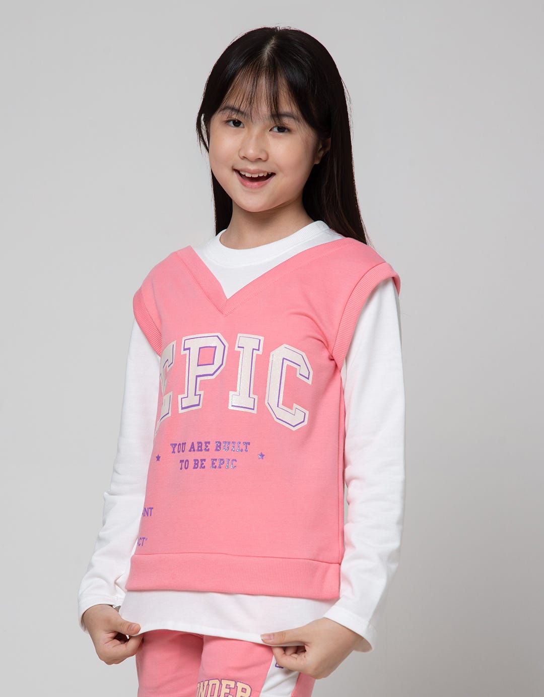 Nevada Sport Mock Vest Kaos Anak Perempuan