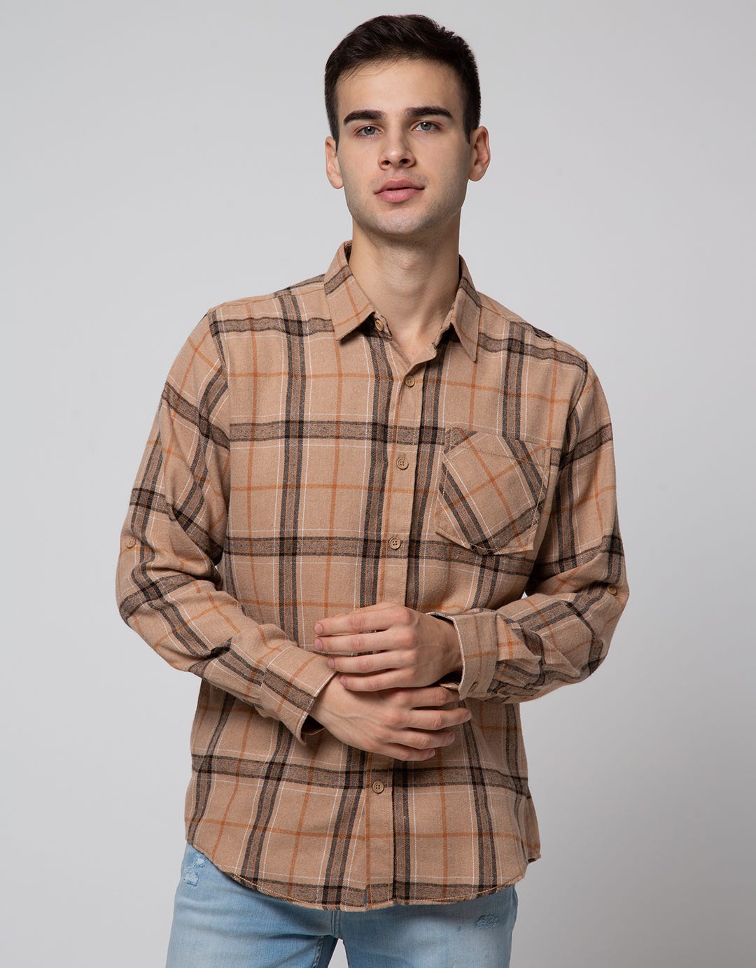 Details Long Sleeve Shirt Flannel Check