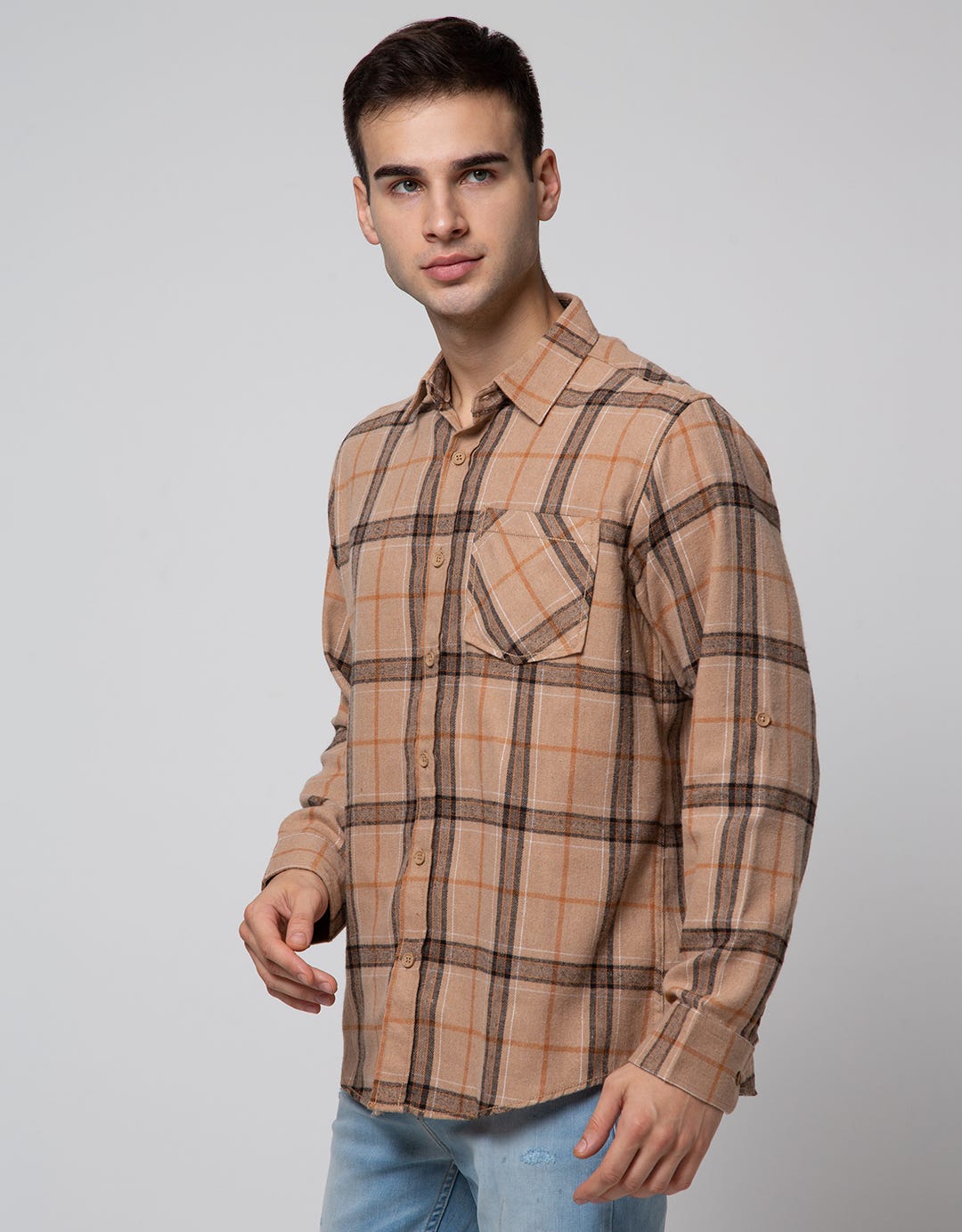 Details Long Sleeve Shirt Flannel Check