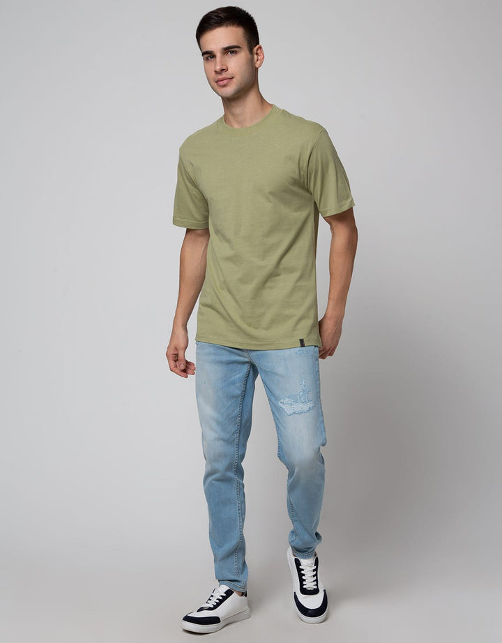 Details Short Sleeve Solid High Neck T-Shirt