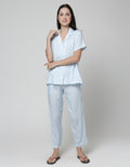 Nevada Short Sleeve Pyjama Pants White Stripe