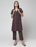 Nevada Leopard Combi Midi Dress Wanita