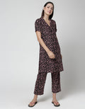Nevada Leopard Combi Midi Dress Wanita