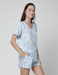 Nevada Short Sleeve Pyjama Shorts Elephant Clouds