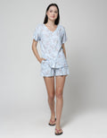 Nevada Short Sleeve Pyjama Shorts Elephant Clouds