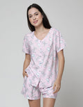 Nevada Short Sleeve Pyjama Shorts Elephant Clouds