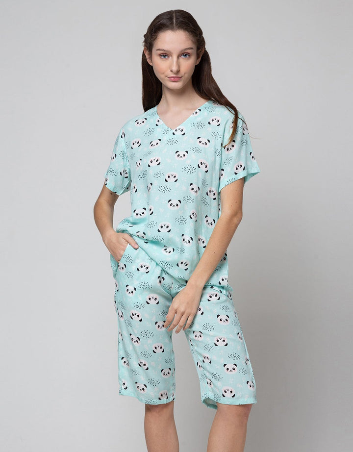 Nevada Panda Print Capri Piyama Wanita