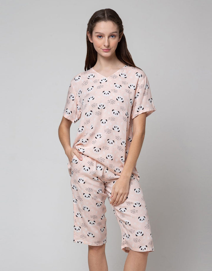 Nevada Panda Print Capri Piyama Wanita