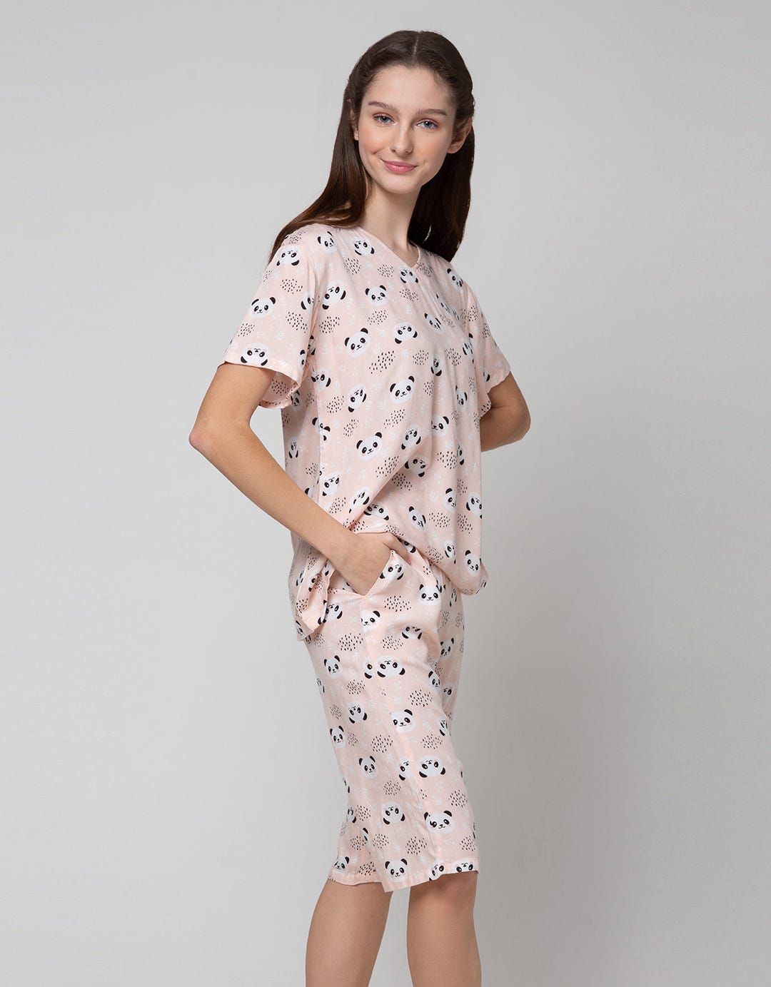 Nevada Panda Print Capri Piyama Wanita