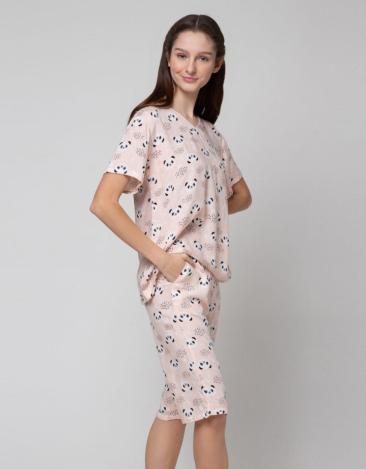 Nevada Panda Print Capri Piyama Wanita
