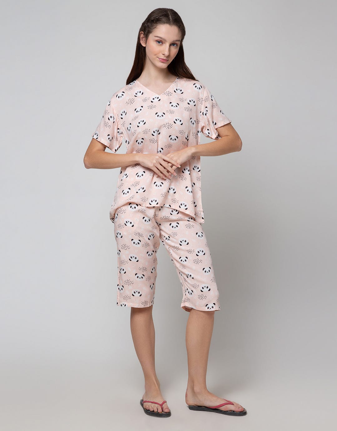 Nevada Panda Print Capri Piyama Wanita