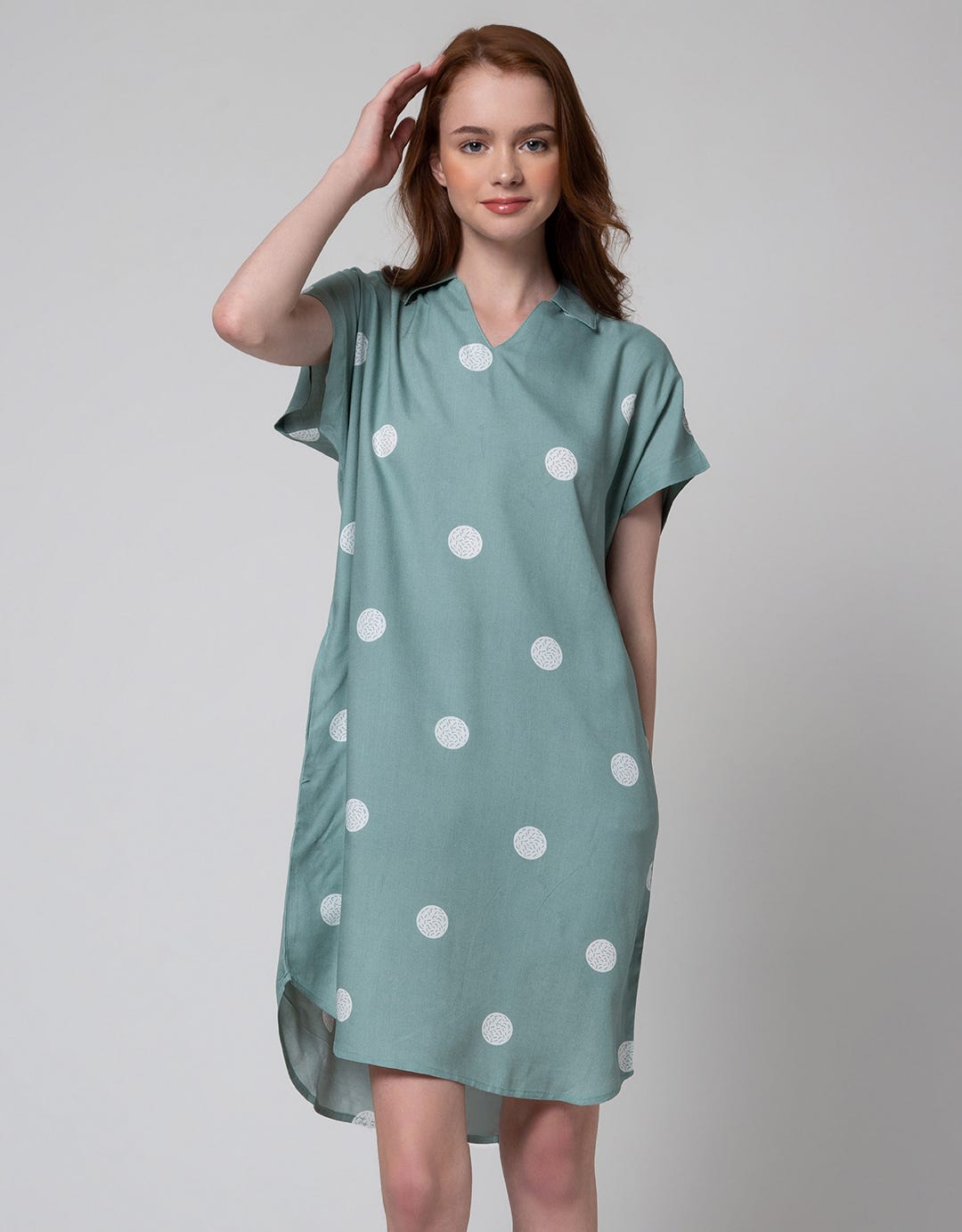 Nevada Short Sleeve Midi Dress Oval Spiral Spot