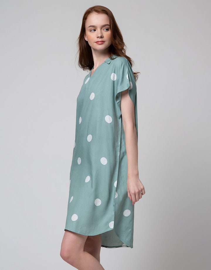 Nevada Short Sleeve Midi Dress Oval Spiral Spot