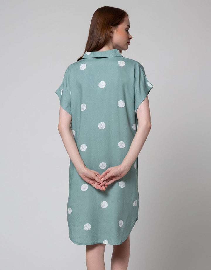 Nevada Short Sleeve Midi Dress Oval Spiral Spot