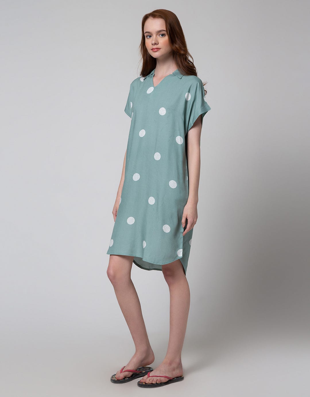 Nevada Short Sleeve Midi Dress Oval Spiral Spot