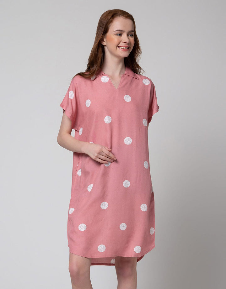 Nevada Short Sleeve Midi Dress Oval Spiral Spot