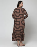 St. Yves Maroon Line Women's Long Sleeve Maxi Dress