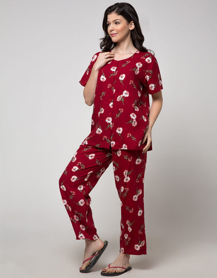 St. Yves Short Sleeve Pyjama Pants Zinnia Flower