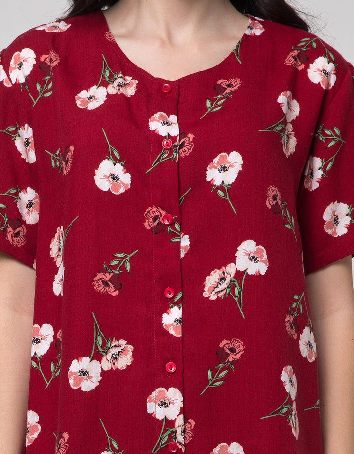 St. Yves Short Sleeve Pyjama Pants Zinnia Flower