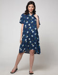 St. Yves Short Sleeve Midi Dress Zinnia Flower
