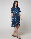 St. Yves Short Sleeve Midi Dress Zinnia Flower