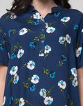 St. Yves Short Sleeve Midi Dress Zinnia Flower