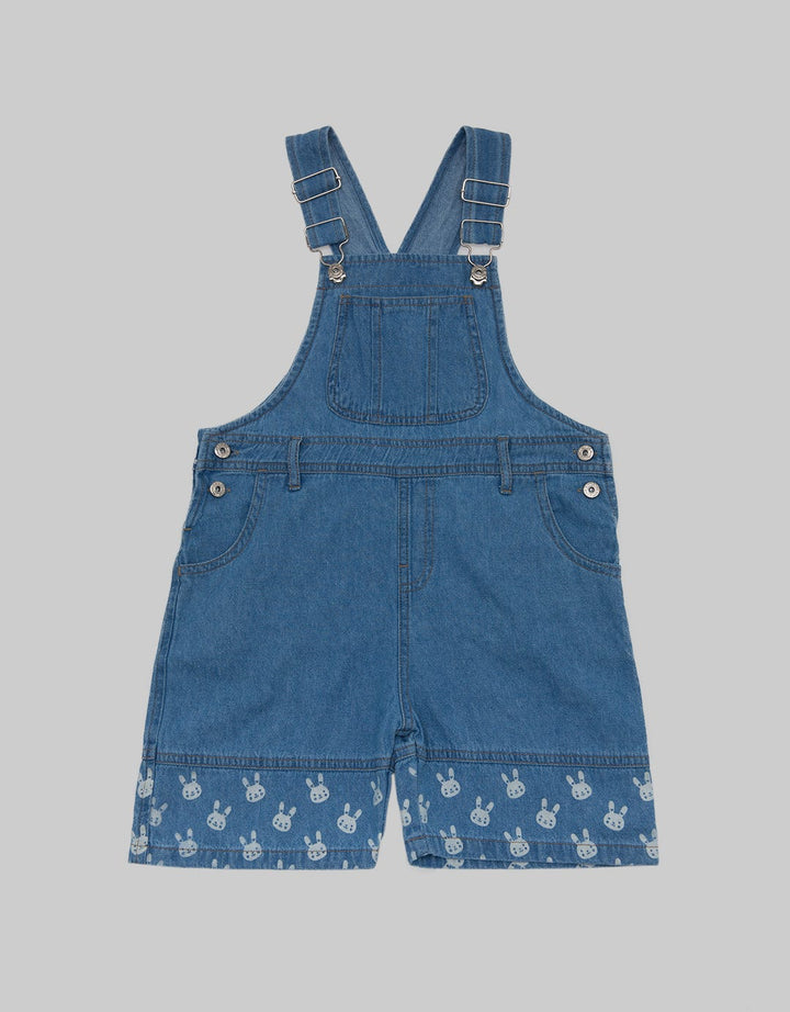 Little M Overall Dress Denim Print Bunny Girls 