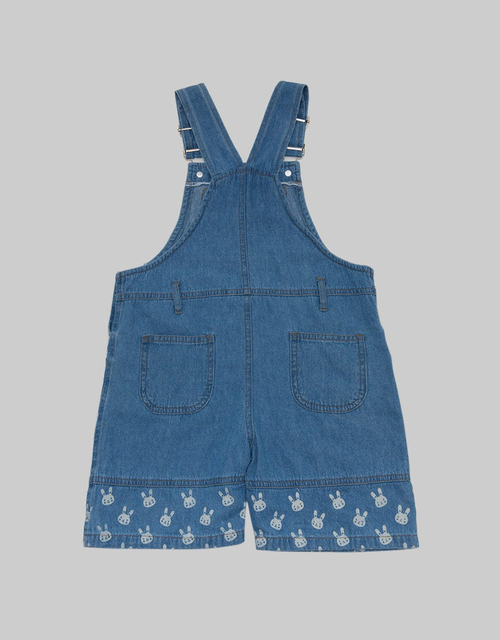 Little M Overall Dress Denim Print Bunny Girls 